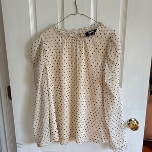 DKNY Cream and Black Polka Dot Blouse